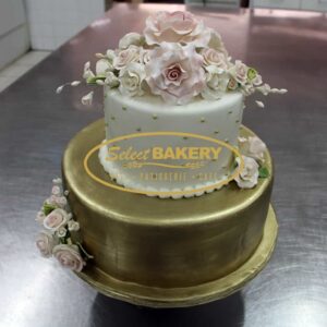 Wedding Cake White & Gold  – Select Bakery
