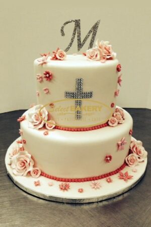 Baptism Cake - 2 Tiered with Topping