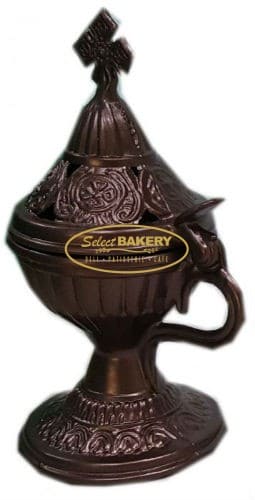 RELIGIOUS INCENSE BURNER - COPPER Incense burners are typical relics in Greek Orthodox homes and churches. They are easy to use and we carry incense and charcoal for use with these burners.