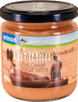 Tarama is saithe eggs that have aged and cured for over a year. It is used for hors d’oeuvres or in the preparation of Taramosalata, a delicious Greek spread. Tarama is gluten free.