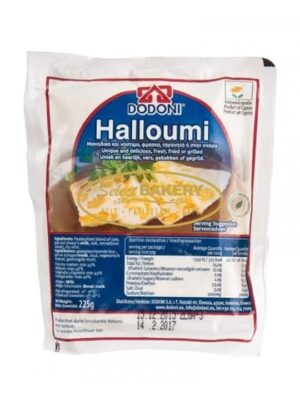 DODONI HALLOUMI 225g $8 Halloumi is produced according to the Cypriot traditional cheese-making methods, in accordance with high quality standards in the new factory of DODONI in Limassol, Cyprus. With a hint of refreshing mint, it is equally delicious as it is, fried or grilled, since the high melting point allows Halloumi to form a delicious golden crust.